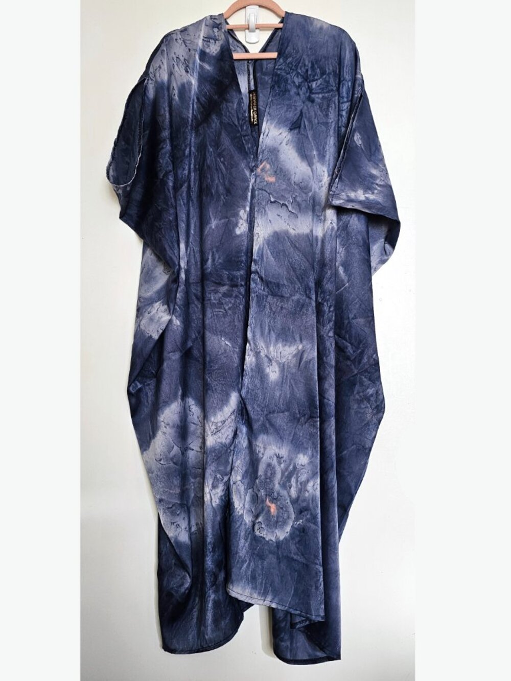 NEW Jennafer Grace Blue Tie Dye Caftan Kaftan Maxi Beach Cover Up Dress M L XL